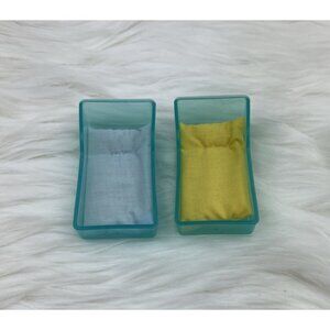 Mattel Barbie Nursery Lot of 2 Bassinet Replacements Blankets Blue Yellow